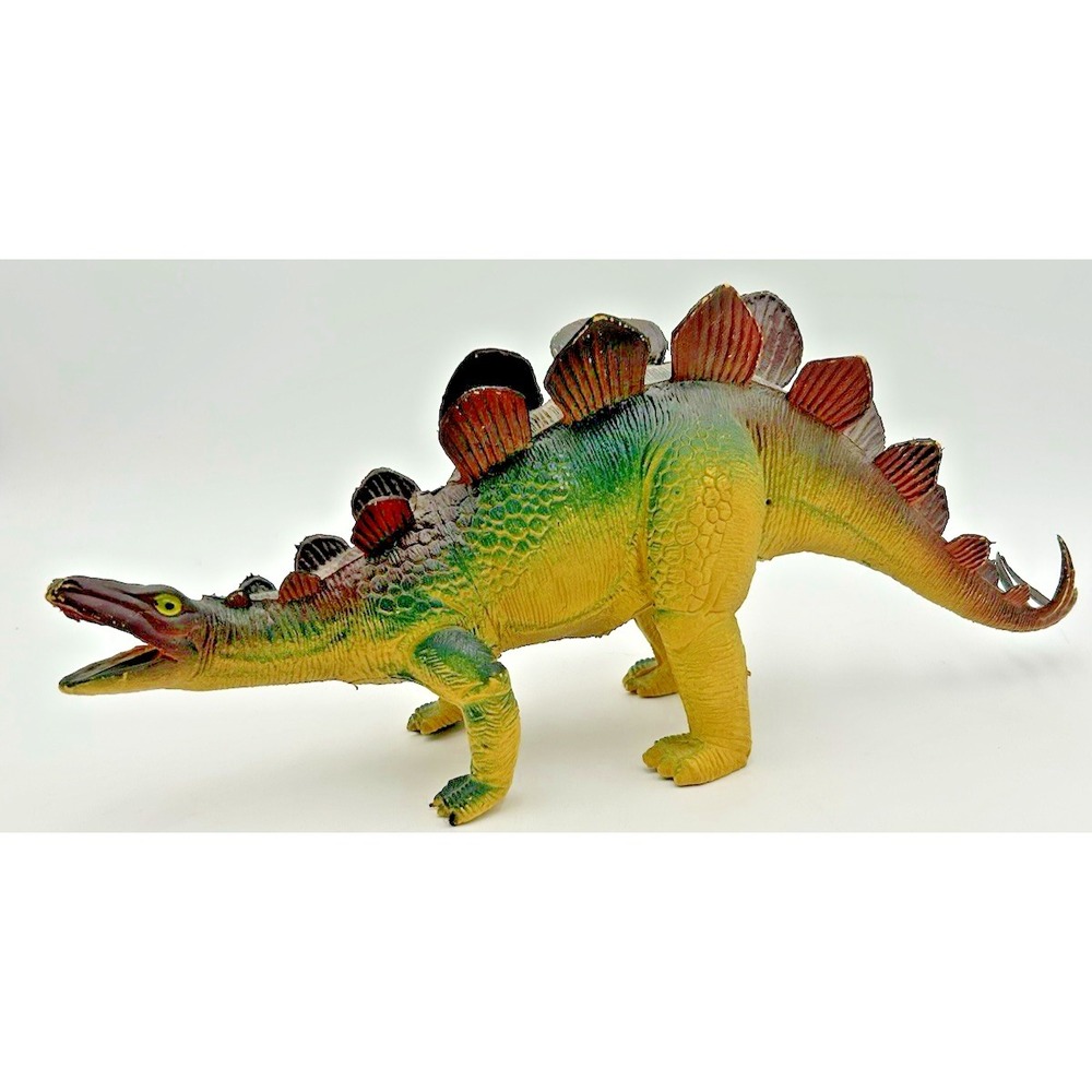 Vintage Stegosaurus Dinosaur 15'' Green/Orange Dor Mei 1986 Toy Prehistoric